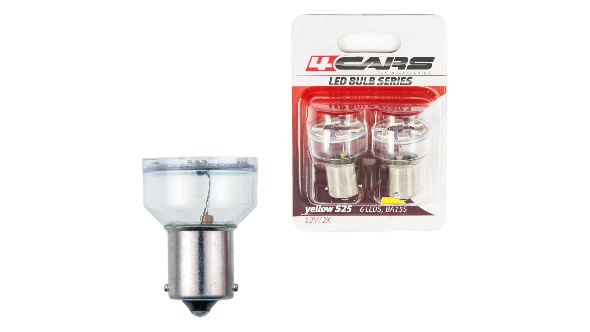4CARS LED ŽIAROVKA 6LED 12V S25-5050SMD BA15S ORANŽOVÁ 1