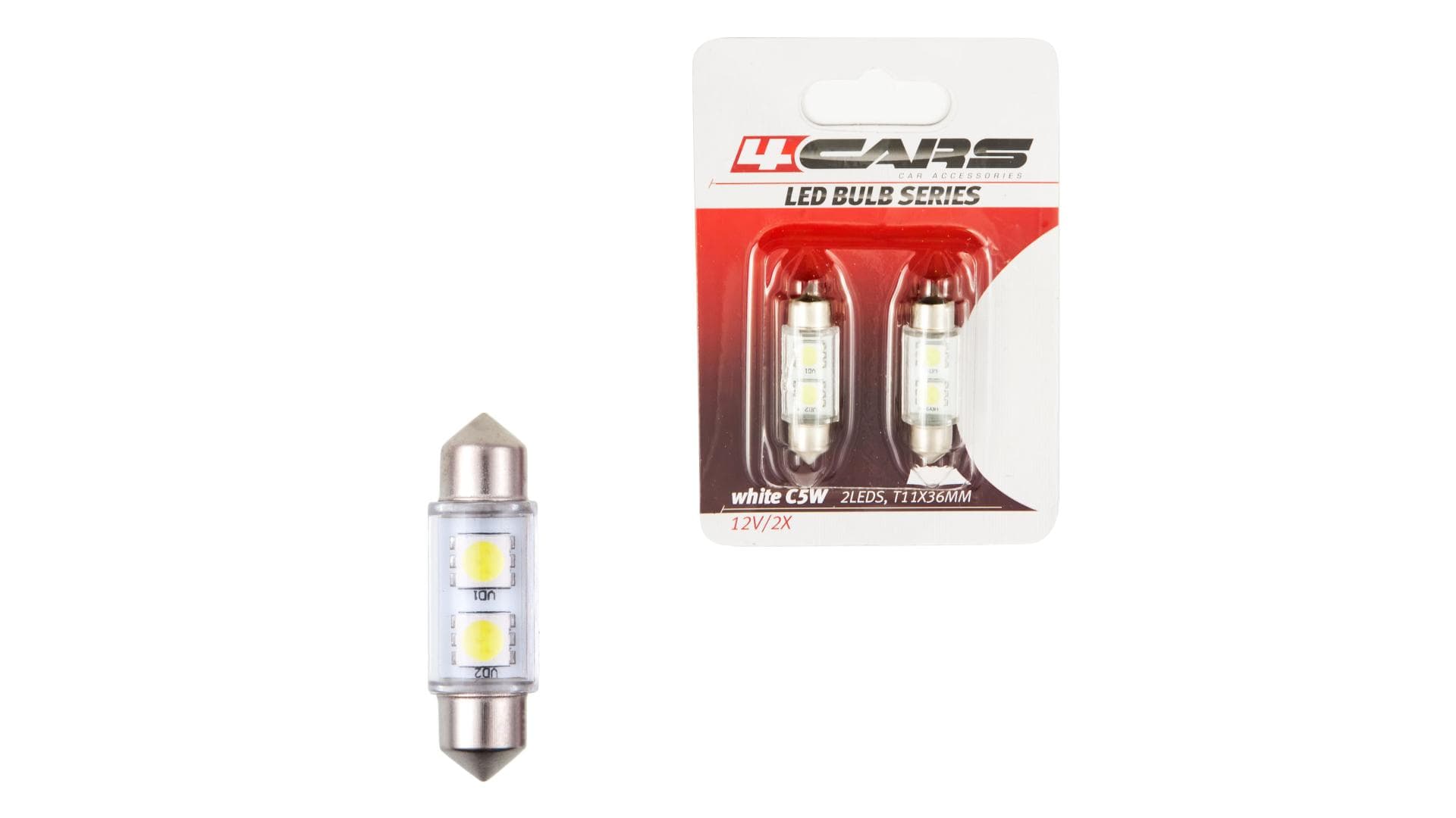 4CARS LED ŽIAROVKA 2LED 12V FESTOON SMD T11X36MM