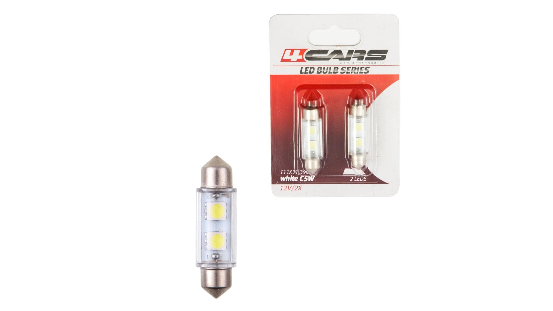 4CARS LED ŽIAROVKA 2LED 12V FESTOON SMD T11X39MM 1