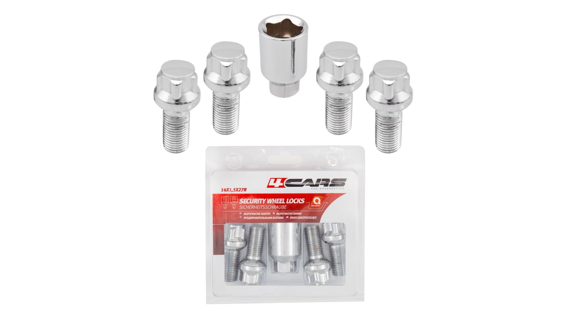 4CARS BEZPEČNOSTNÉ SKRUTKY KOLIES 14X1,5X27R 1