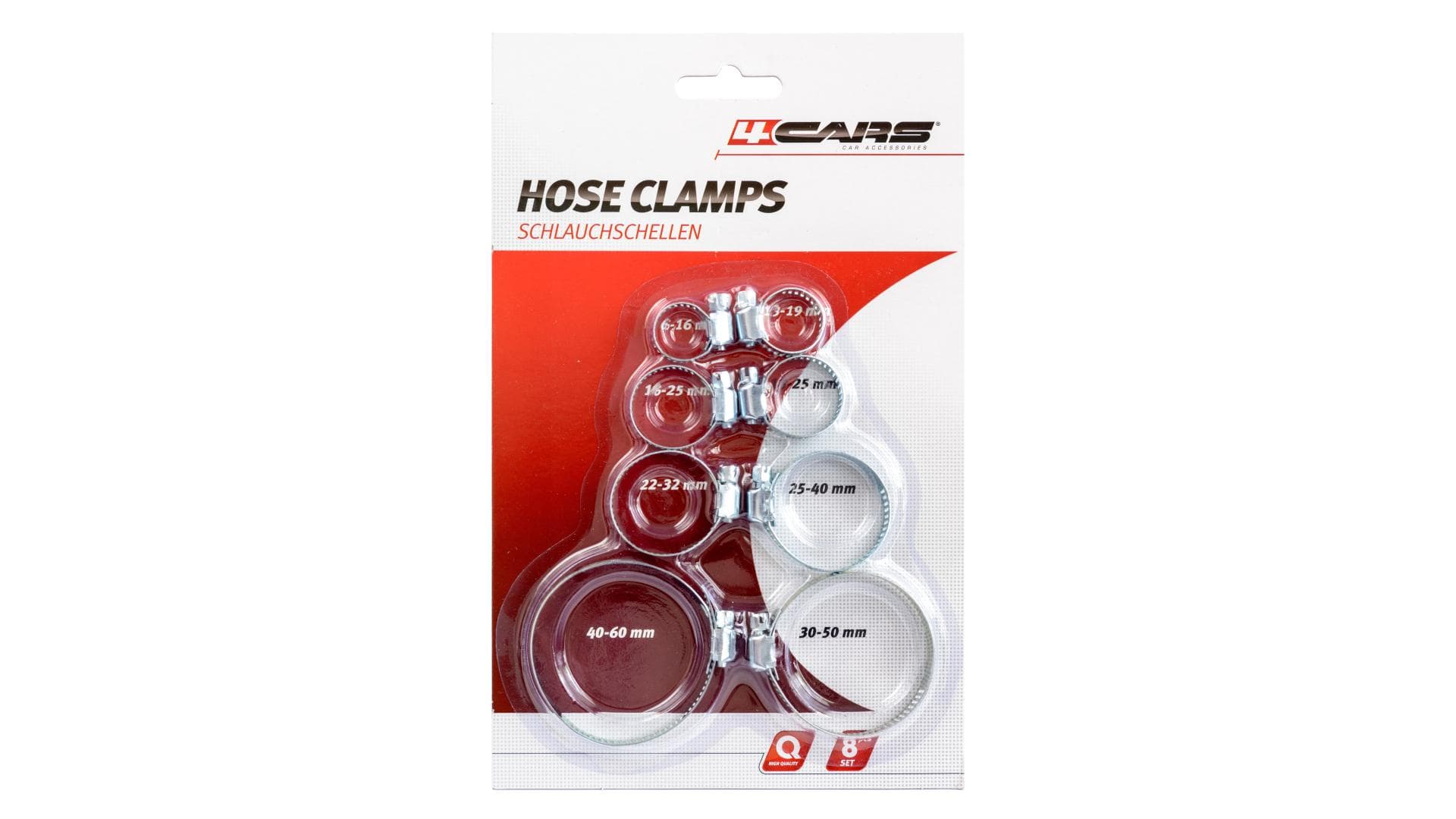 4CARS kovové spony na hadice šrubovacie sada 8ks od 12mm do 60mm