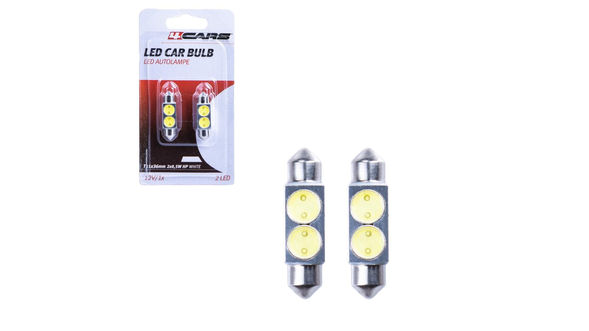 4CARS HQ sada LED žiaroviek T11X36/ 2X0.5W HP biela