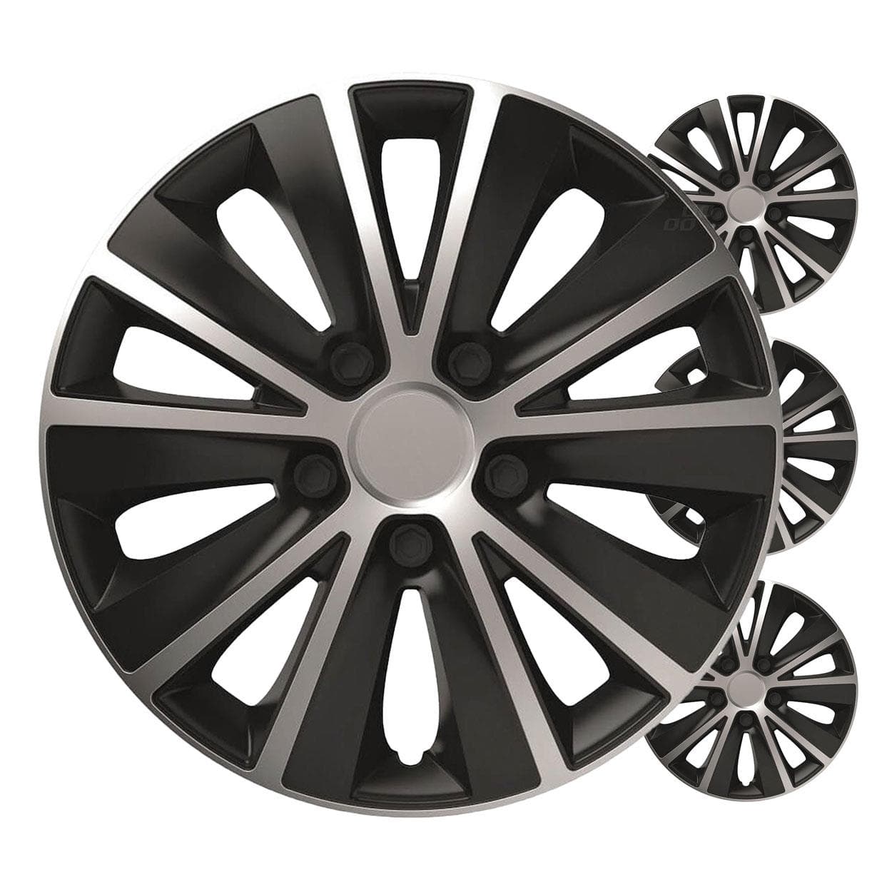 Puklice Rapide 15” čierno - strieborná sada 4ks COLOR BOX 1