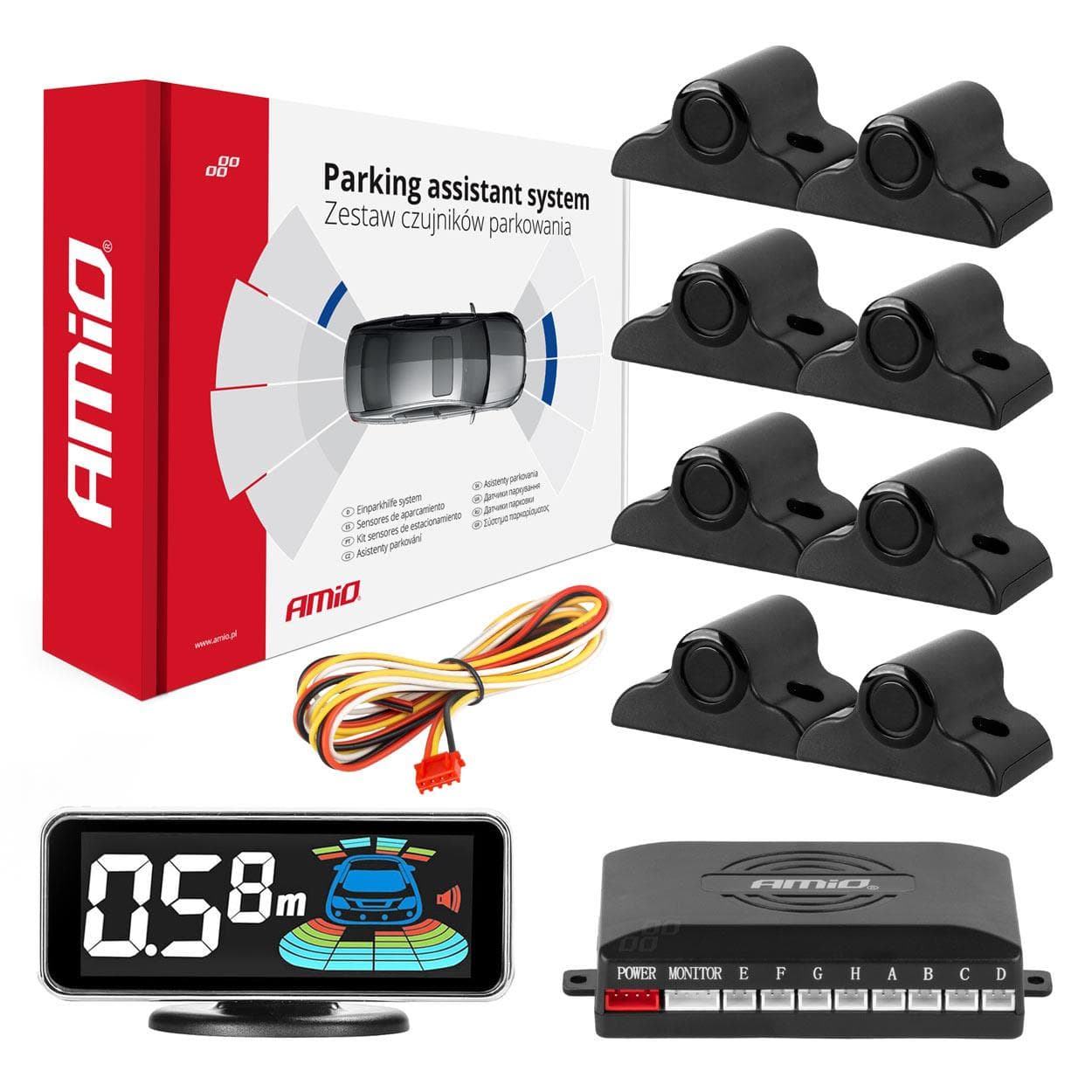 Parkovací asistent LED-GRAF 3D 8-senzorový čierny TRUCK 19mm 1