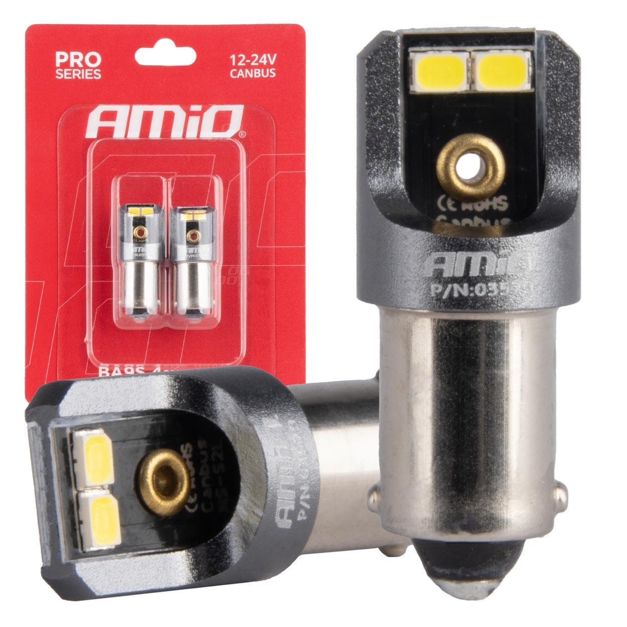 LED žiarovky CANBUS PRO T4W BA9S 4x2016 SMD biele 12V 24V AMIO-03579 1