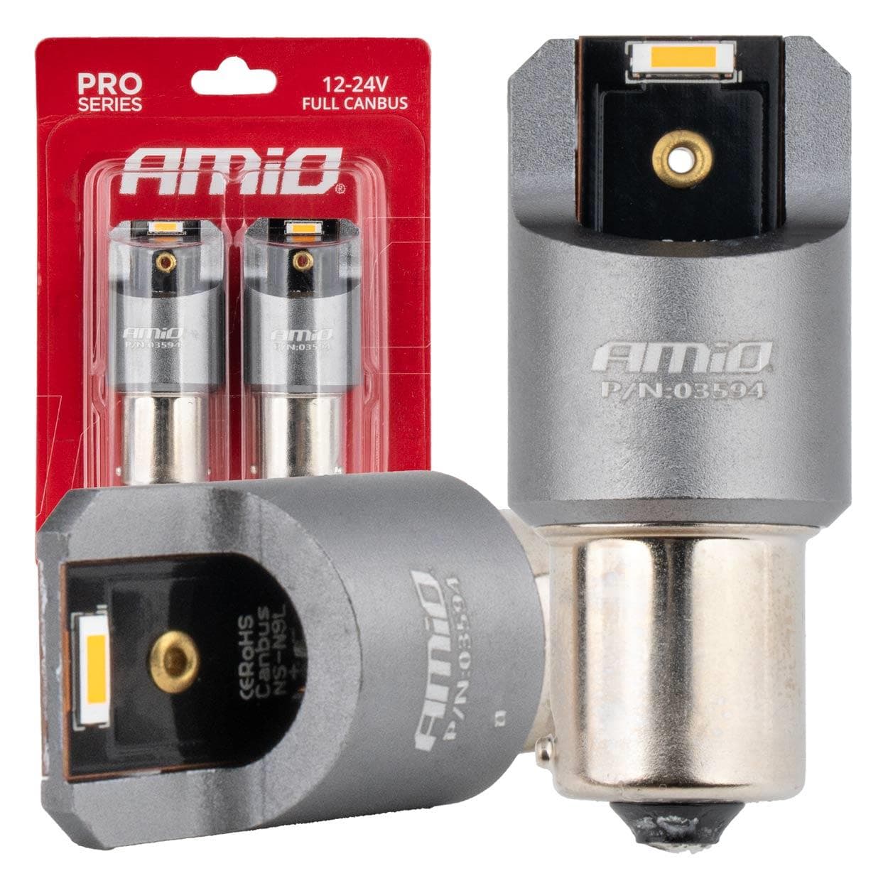 LED žiarovky FULL CANBUS PRO PY21W 2x1860 SMD amber 12V 24V AMIO-03594 1