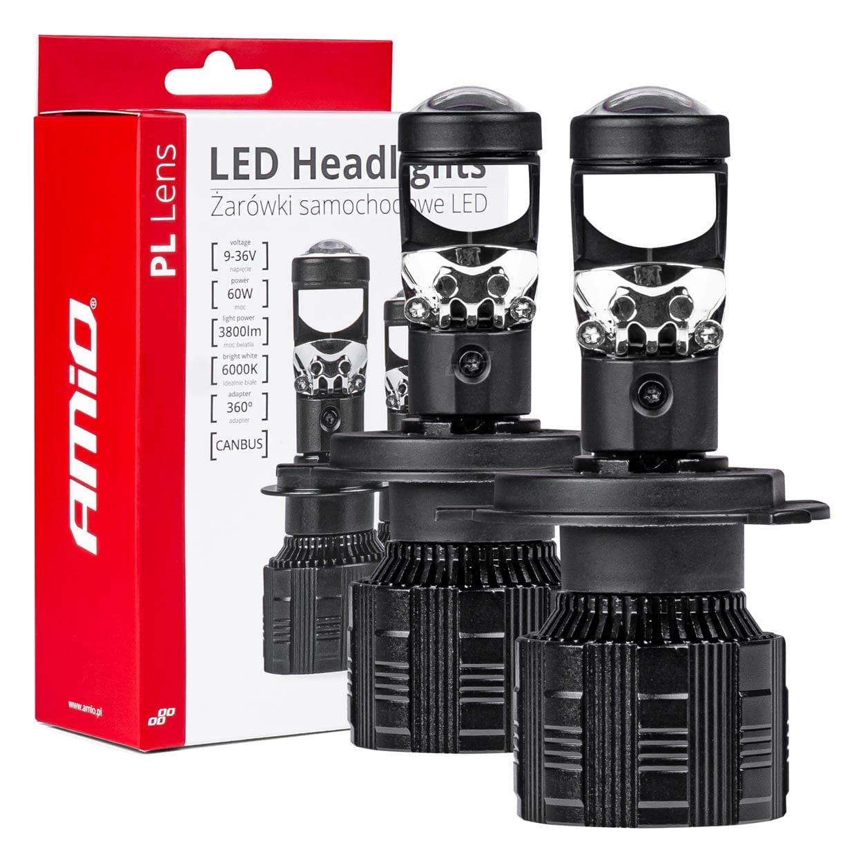 LED žiarovky hlavného svietenia H4/H19 PL Lens séria AMiO-03667 1