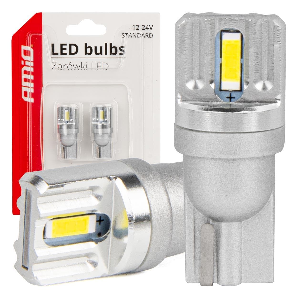 LED žiarovky STANDARD T10 W5W 2x1860 SMD White 12V/24V AMIO-03719 1