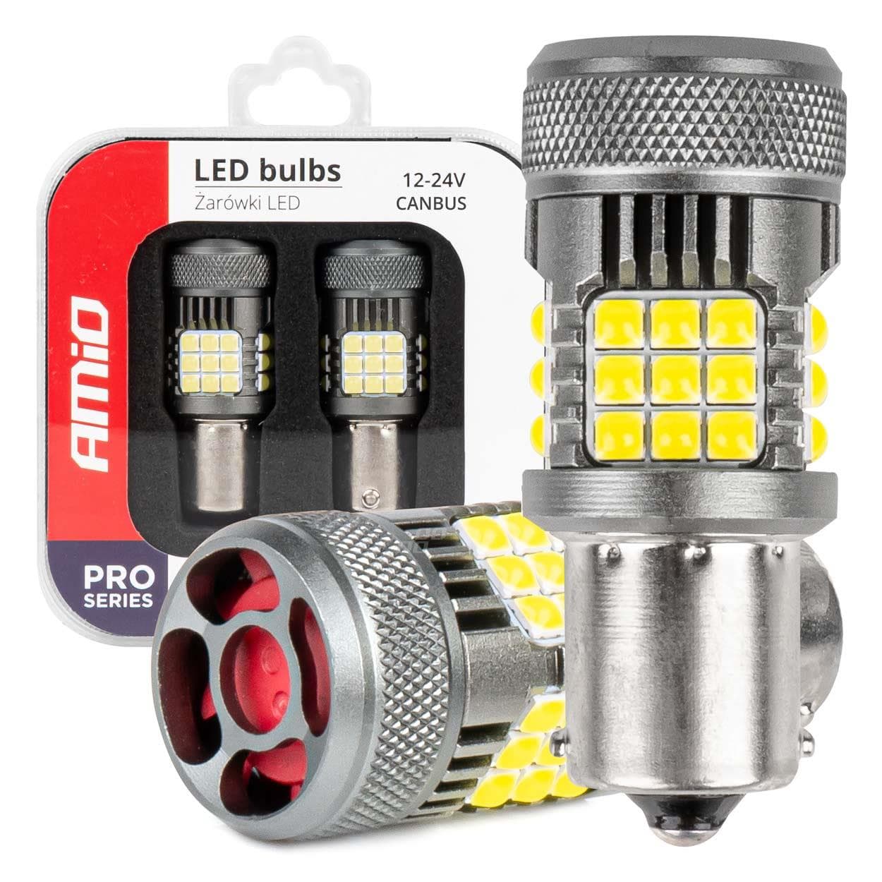 LED žiarovky CANBUS PRO series 1156 BA15S P21W R10W R5W 36x3030 SMD FAN White 12V/24V AMIO-03722 1
