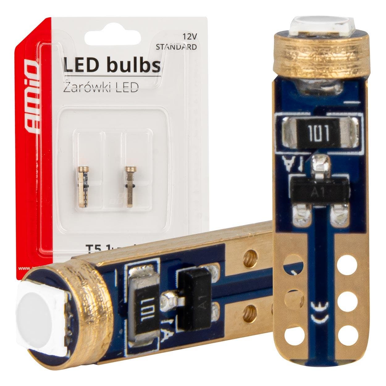 LED žiarovky STANDARD Blue T5 12V 3030 1LED HP AMIO-03728 1