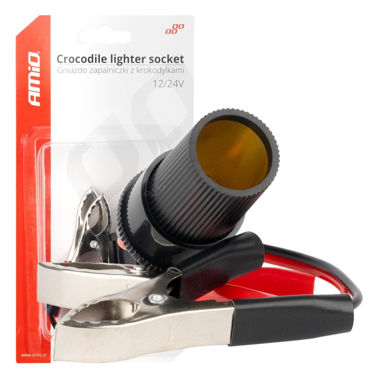 Krokodílí adaptér pre zásuvku cigaretového zapaľovača 12V 24V 15cm AMIO-03803 1