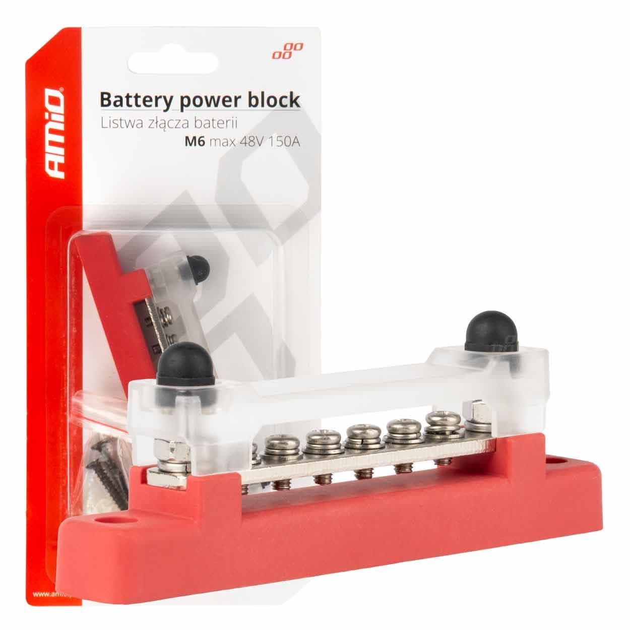 Uzemňovací blok plus prípojnica M6 12V - 48V 150A AMIO-03810 1