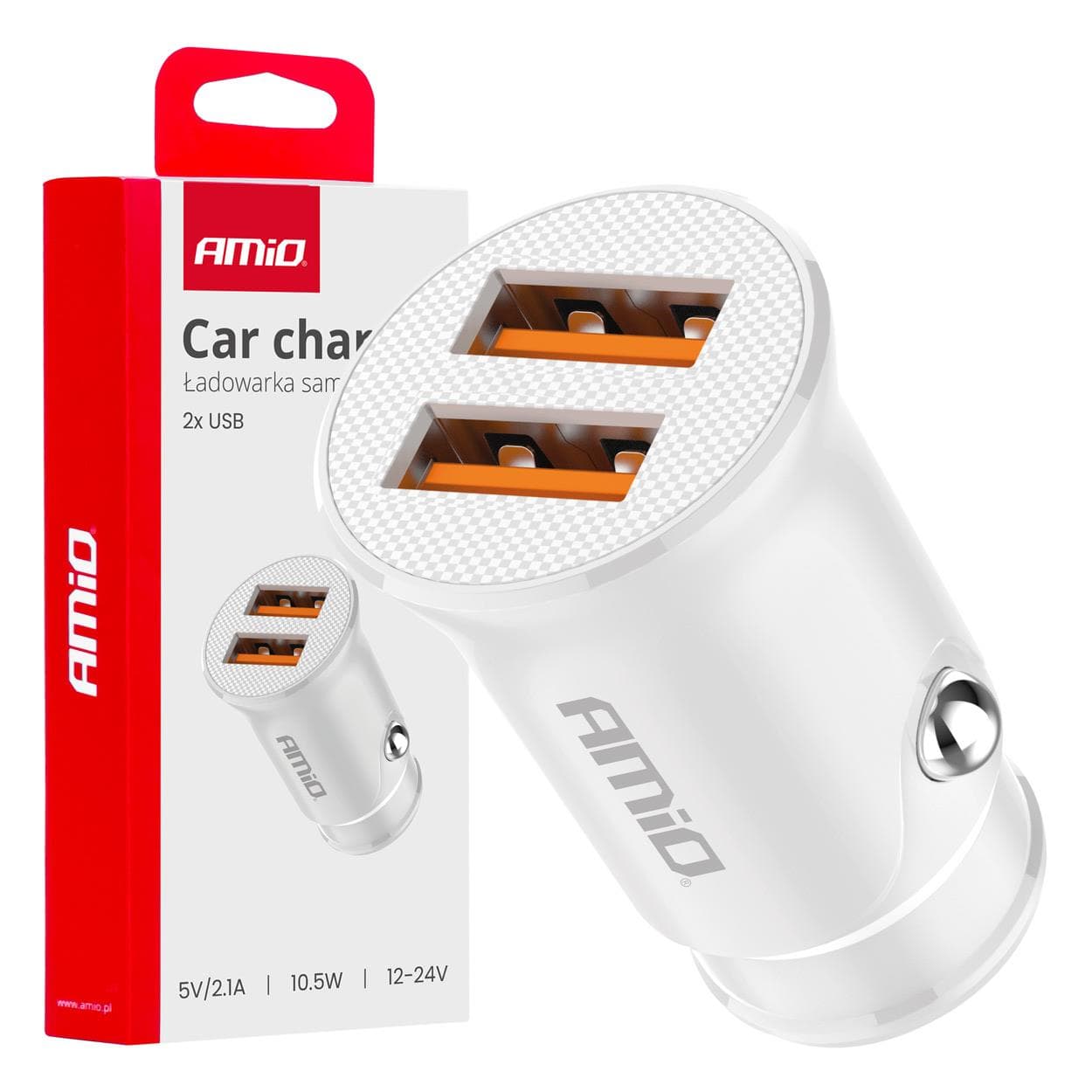 Nabíjačka do auta 2x USB-A 2.1A 12/24V AMiO-03872 1