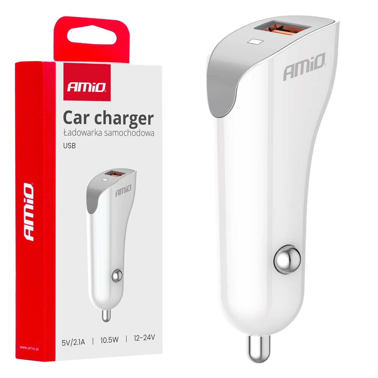 Nabíjačka do auta USB-A 2.1A 12/24V AMiO-03873 1