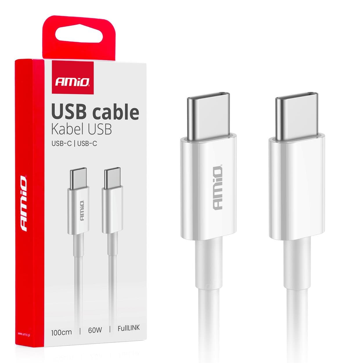 Kábel 'USB-C na USB-C 60W  100cm FullLINK AMIO-03896 1