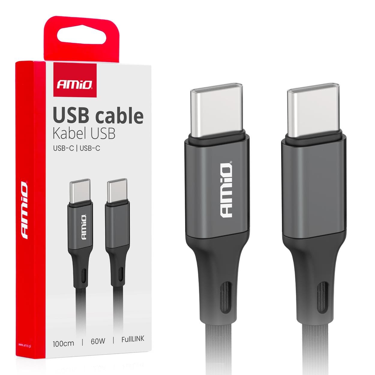 Kábel 'USB-C na USB-C 60W  100cm FullLINK AMIO-03902 1