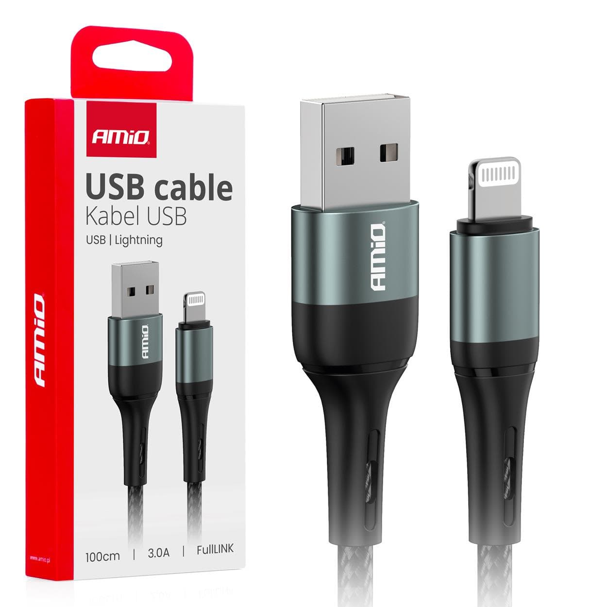 Kábel USB na Lightning 3A 100cm FullLINK AMIO-03913 1