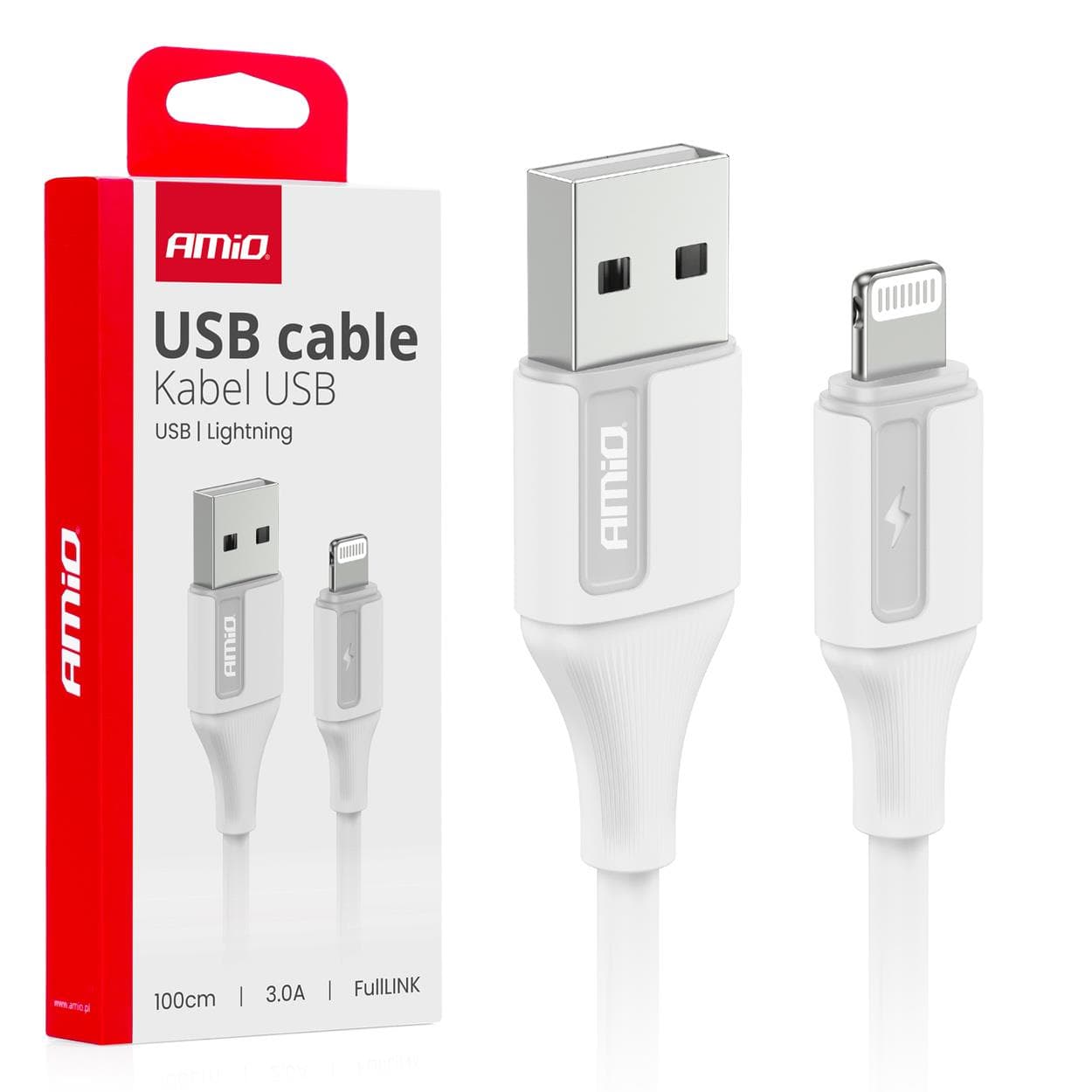 Kábel USB na Lightning 3A 100cm FullLINK AMIO-03919 1