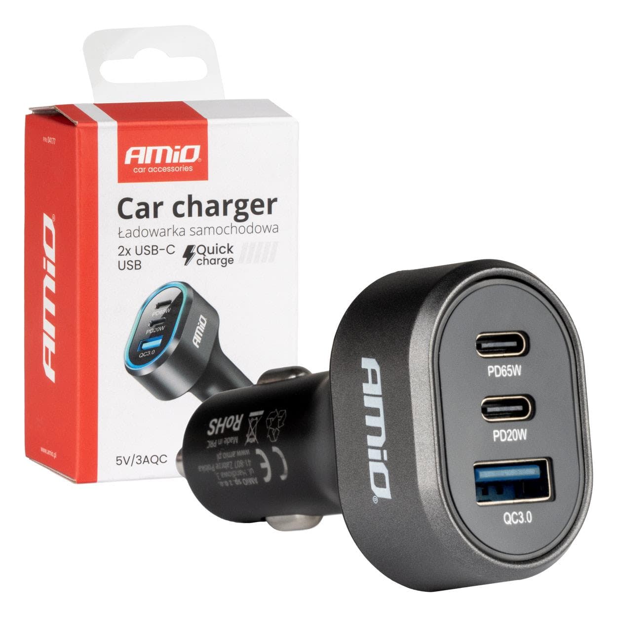 Nabíjačka do auta Quick Charge AMiO-04177
