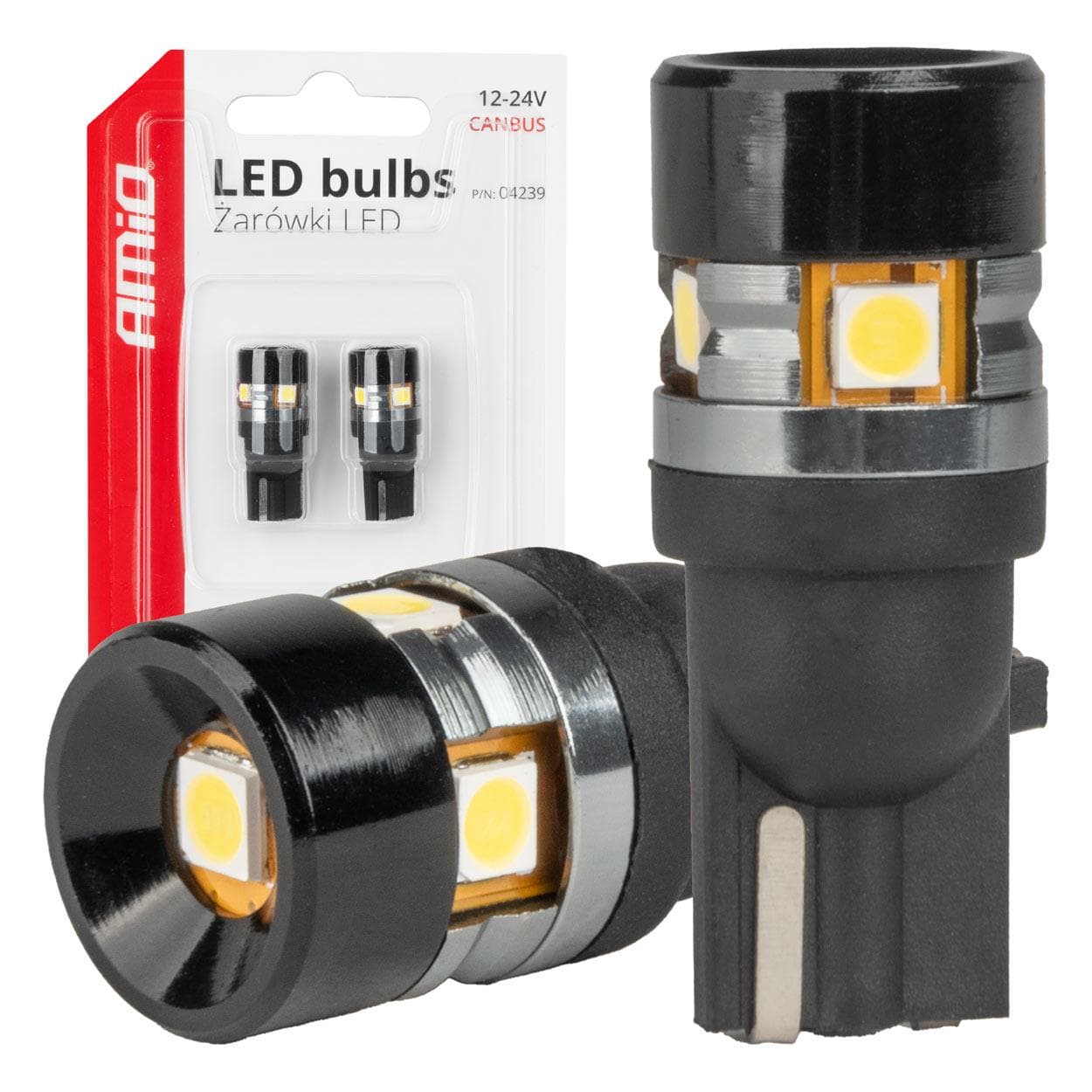 LED žiarovky CANBUS T10 W5W 5SMD 3030 White 12V 24V AMiO-04239 1