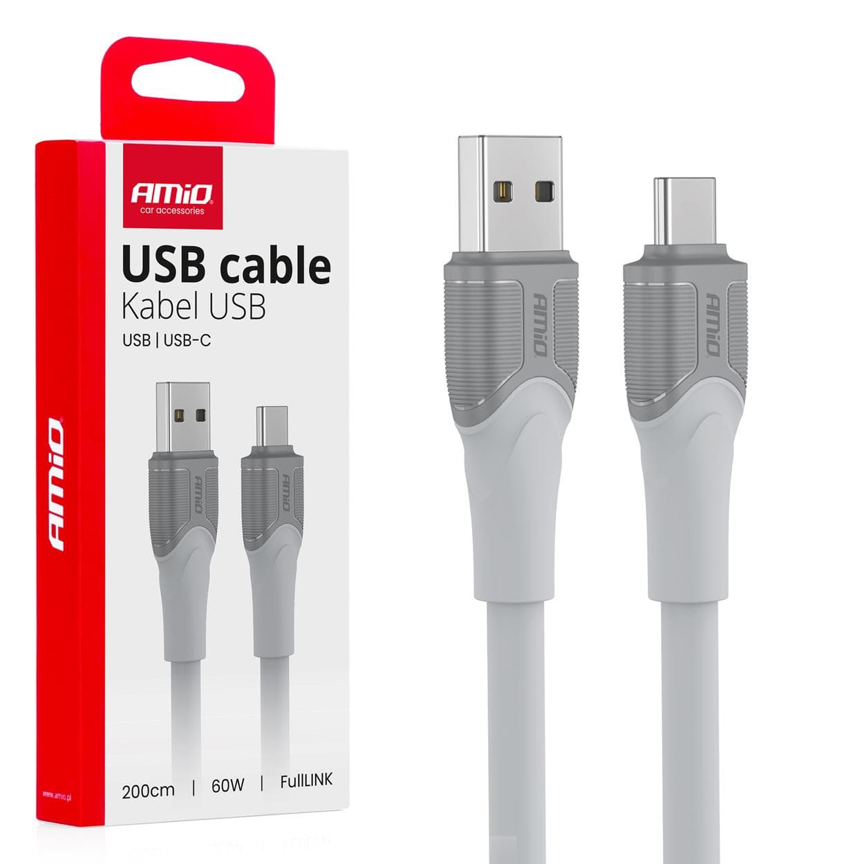 Kábel USB-A ti TYP-C 60W 200cm FullLINK model X111 AMiO-04290