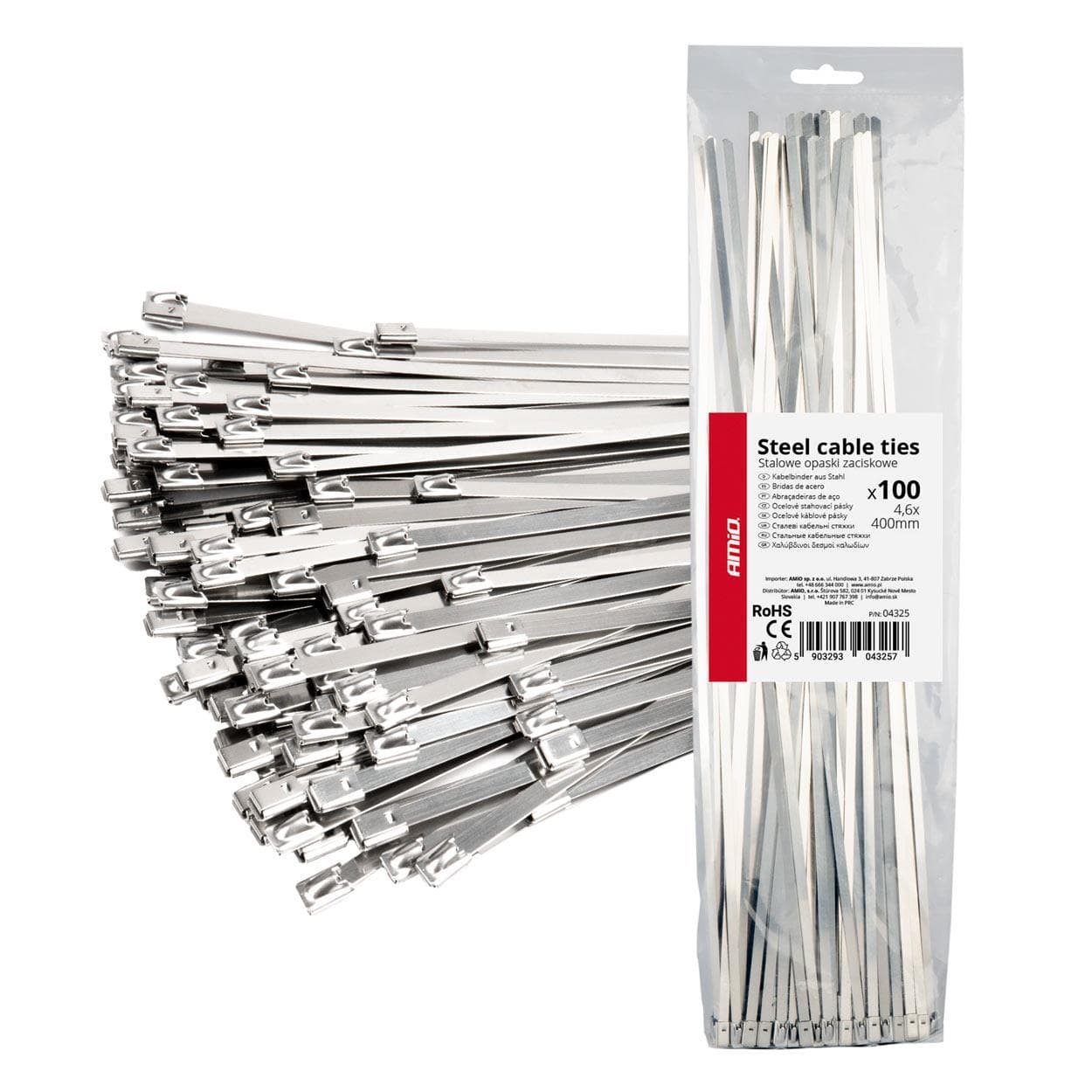 Nerezové sťahovacie pásky 4,6x400mm 100 ks AMiO-04325 1