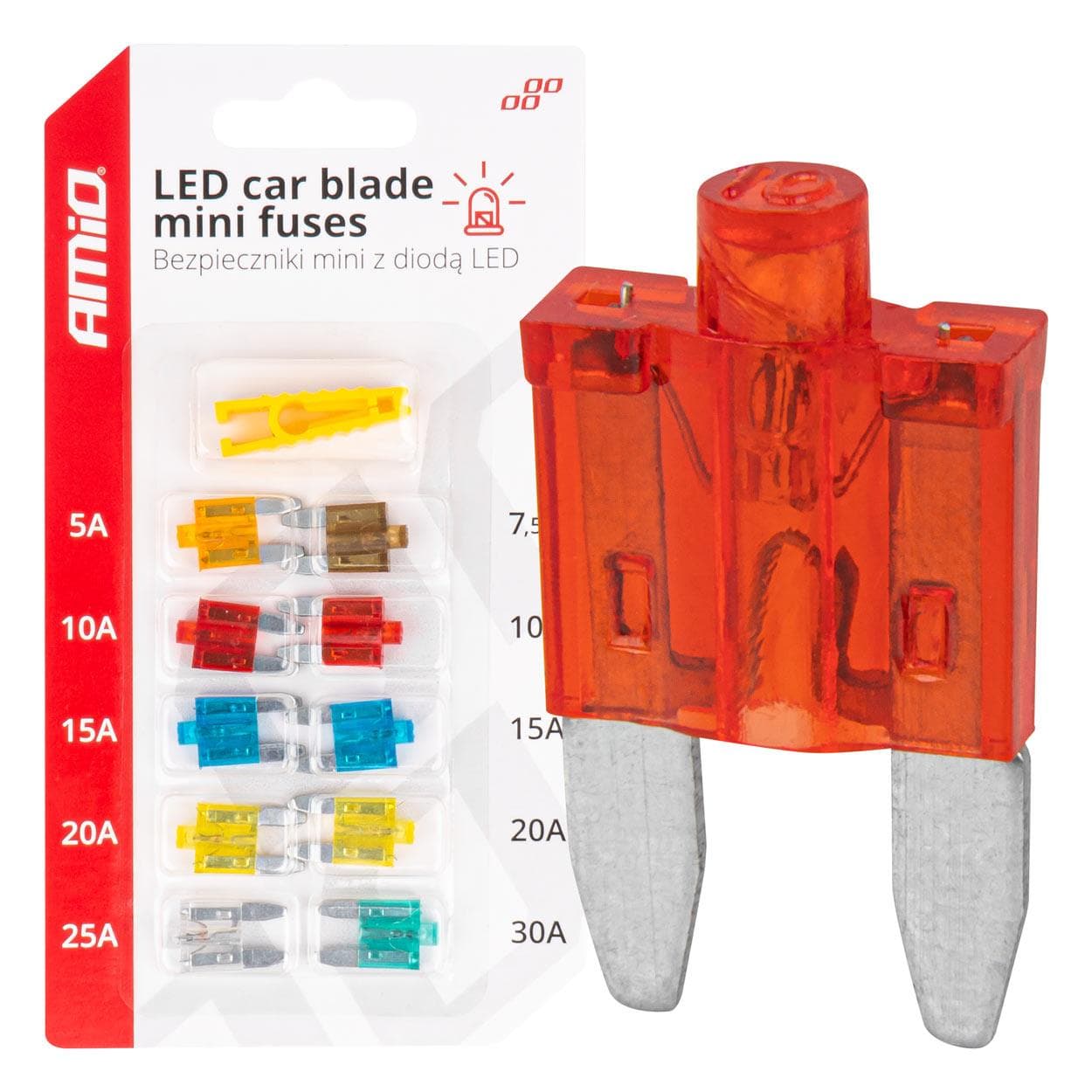 Autopoistky nožové mini s led diódou 10 ks AMiO-04340 1