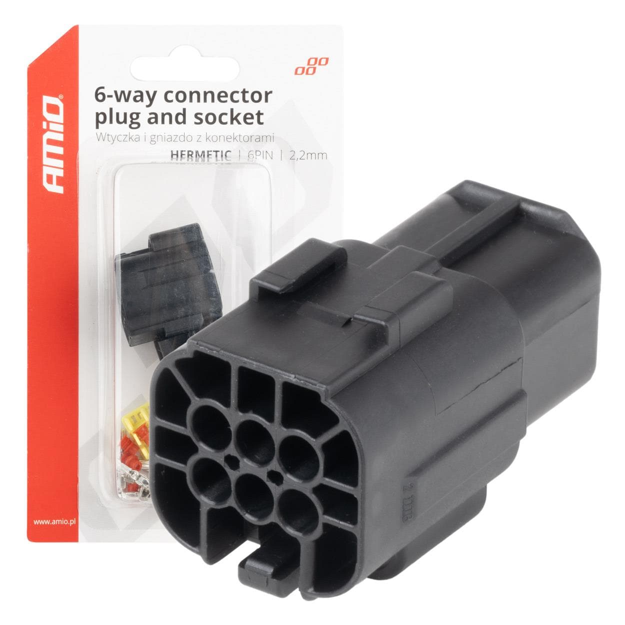 Sada elektrických konektorov vodotesných 6 PIN 2,2 mm AMiO-04349 1