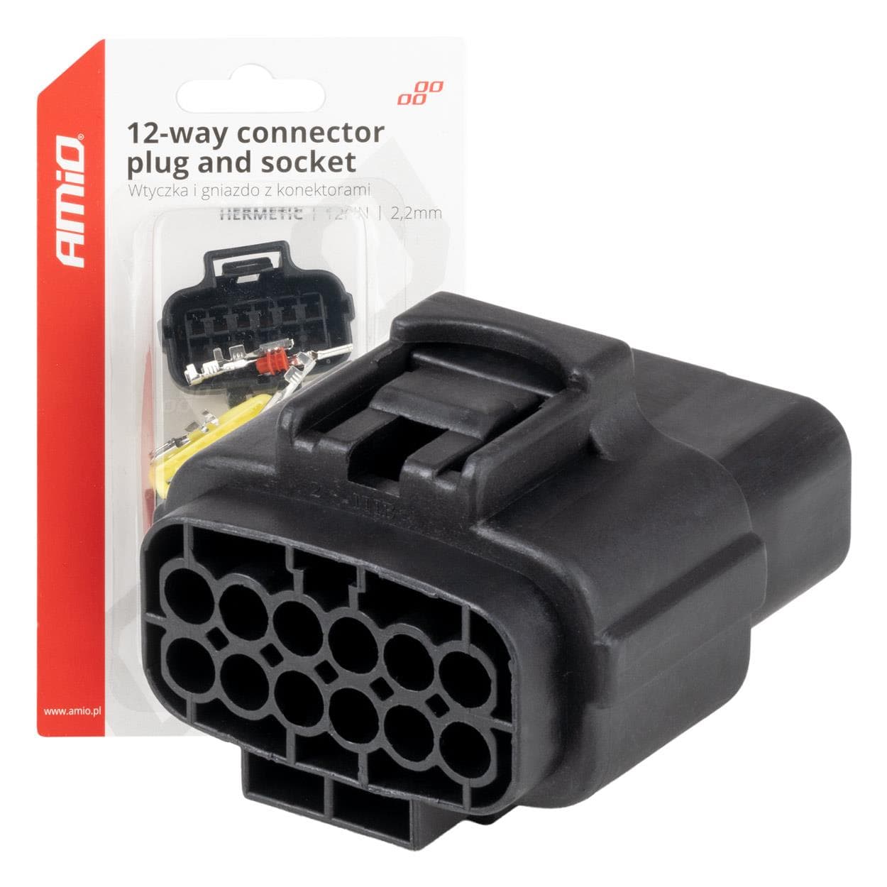 Sada elektrických konektorov vodotesných 12 PIN 2,2 mm AMiO-04352