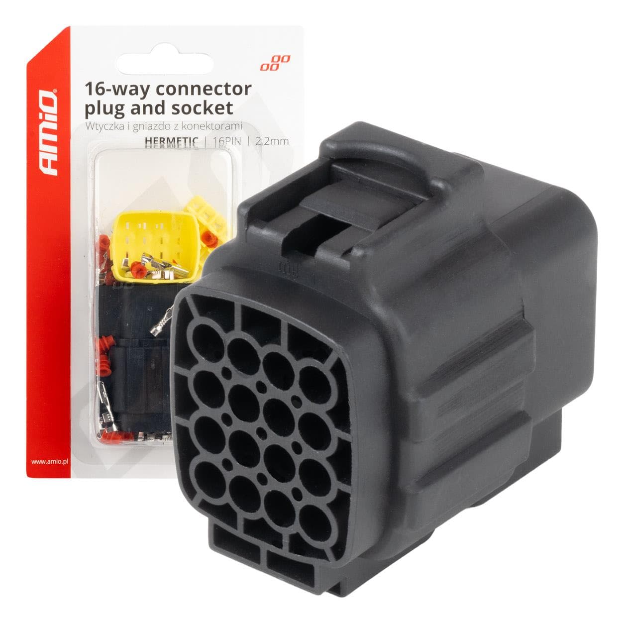 Sada elektrických konektorov vodotesných 16 PIN 2,2 mm AMiO-04353 1