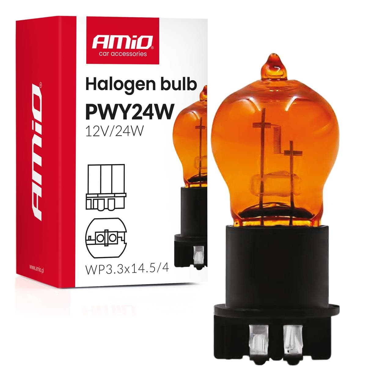Halogénová žiarovka PWY24W WP3.3x14.5-4 Amber 12V 24W AMiO-04410 1