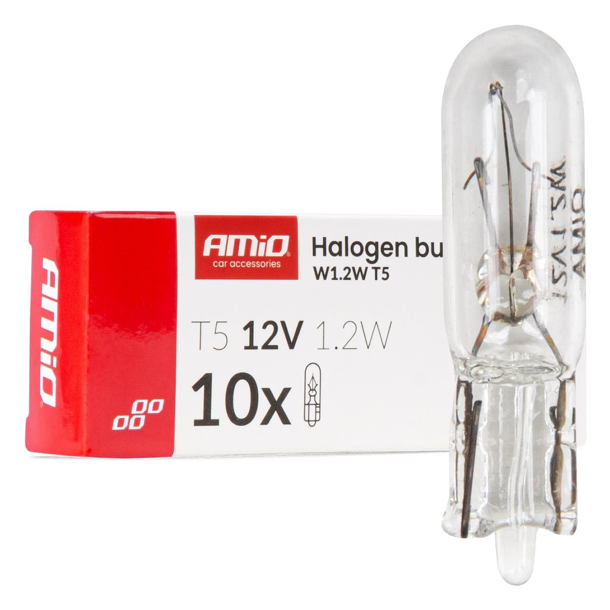 Halogénové žiarovky T5 12V 1.2W W2x4.6d white 10 ks AMiO-04412 1