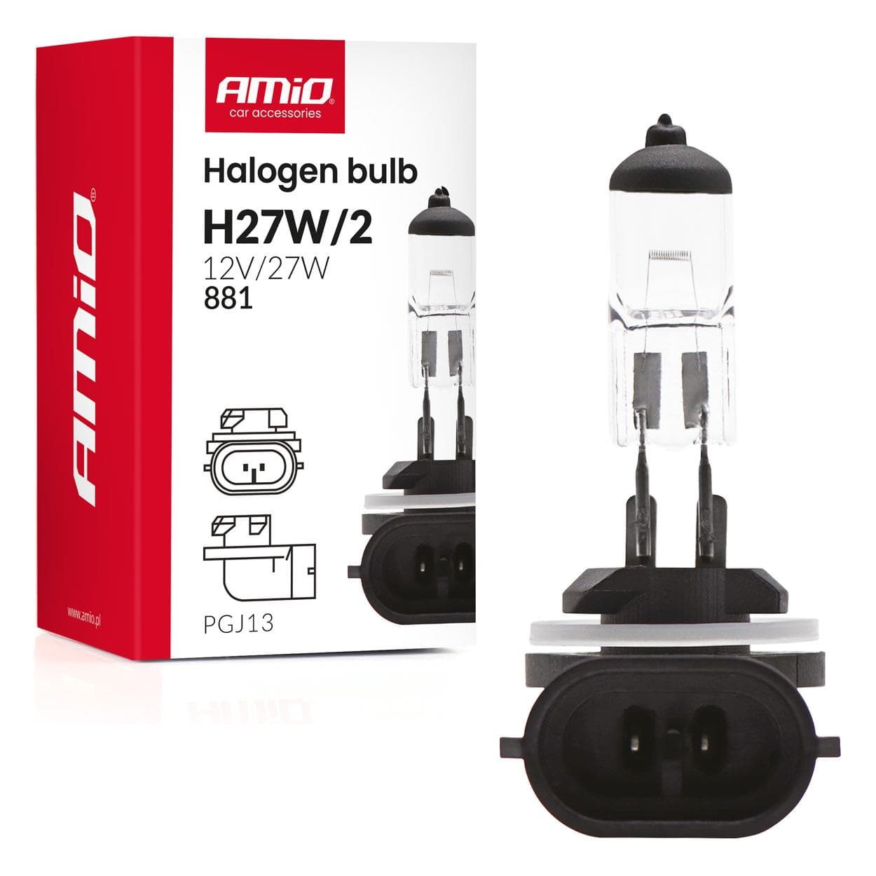 Halogénová žiarovka H27W/2 881 PGJ13 12V 27W AMiO-04413 1