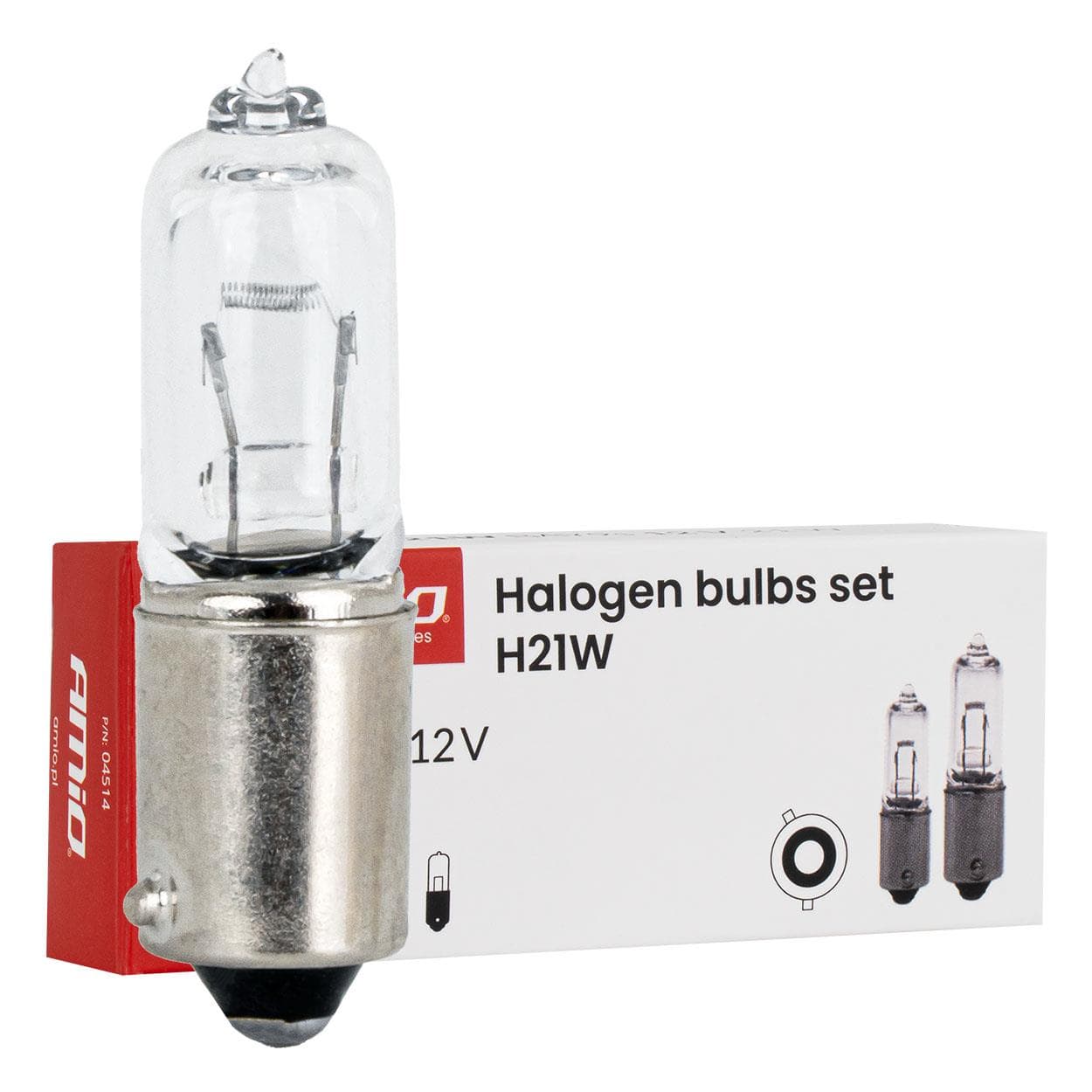 Halogénové žiarovky H21W 12V 21W BAY9s 10ks. AMIO-04514 1