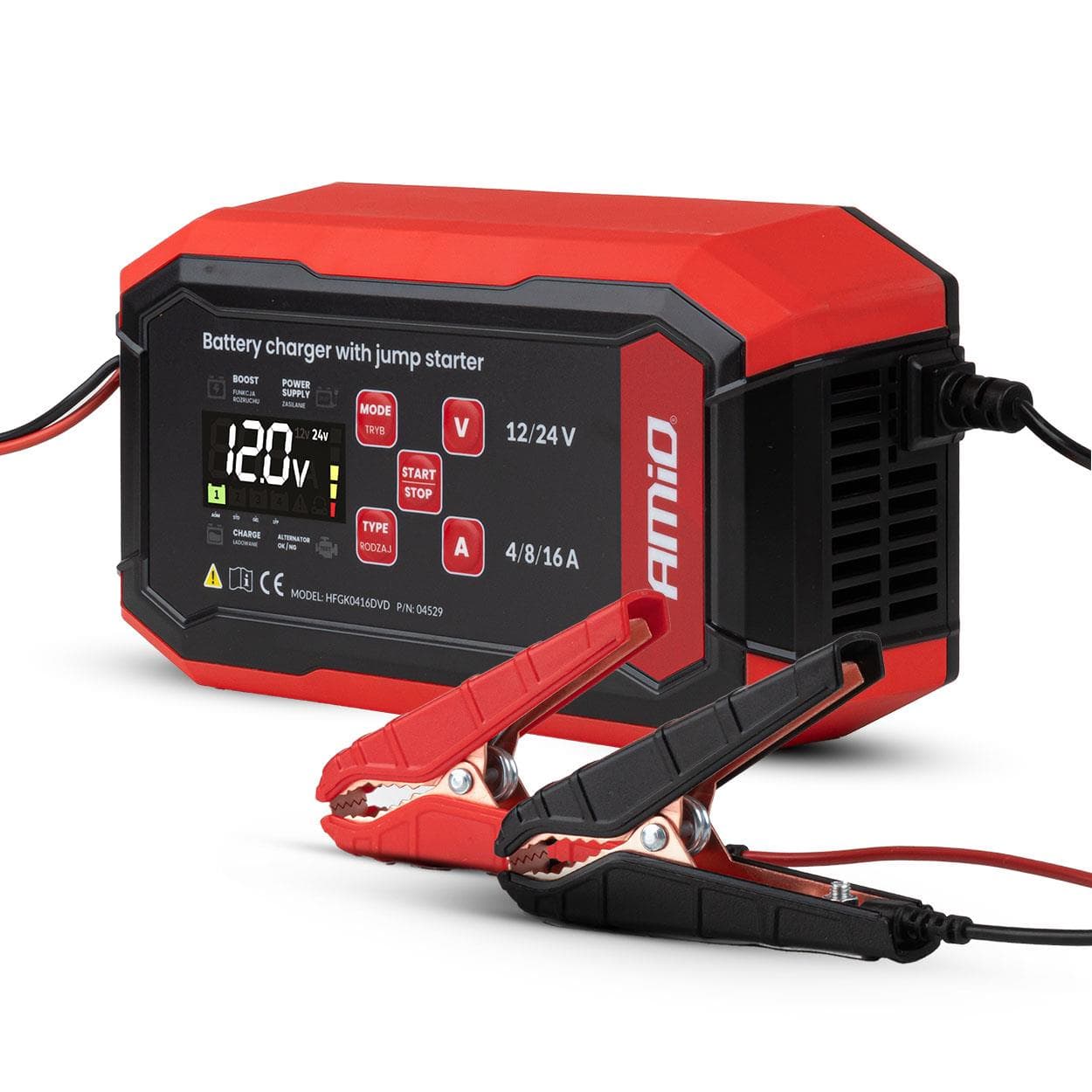 Nabíjačka digitálna BOOST AGM GEL STD LiFePo4 MAX 16A 12/24V PRO AMiO-04529
