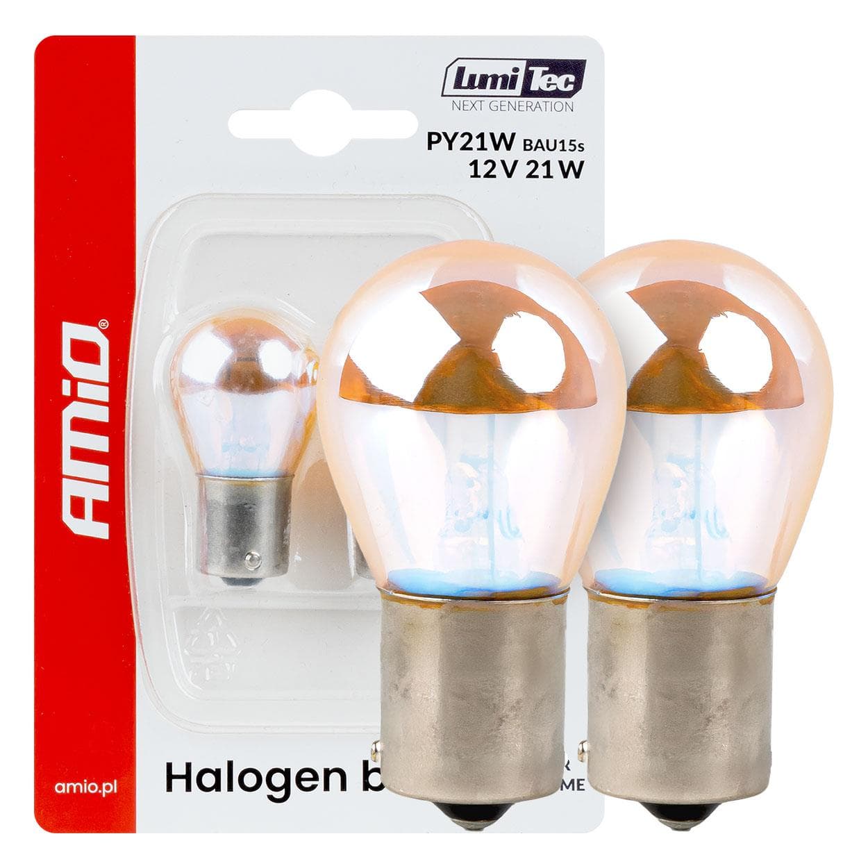 Halogénové žiarovky PY21W 12V21W BAU15S LumiTec AMBER CHROME 2ks AMiO-04627
