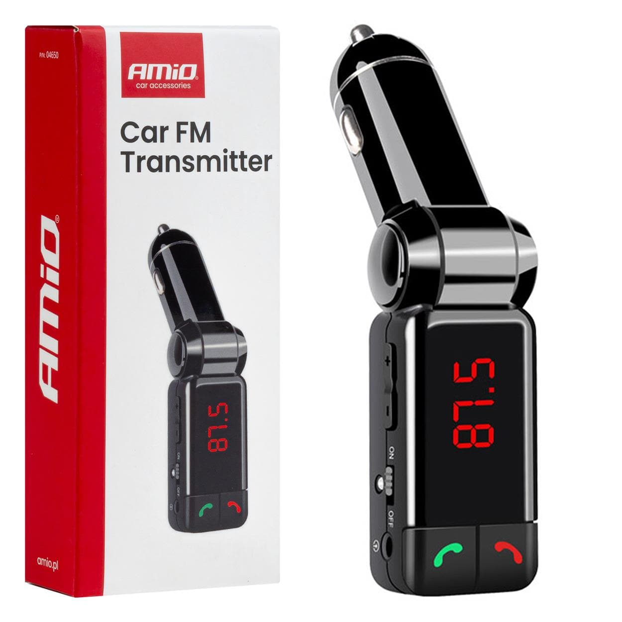 FM transmitter 2×USB-A 12V 24V AMIO-04650 1