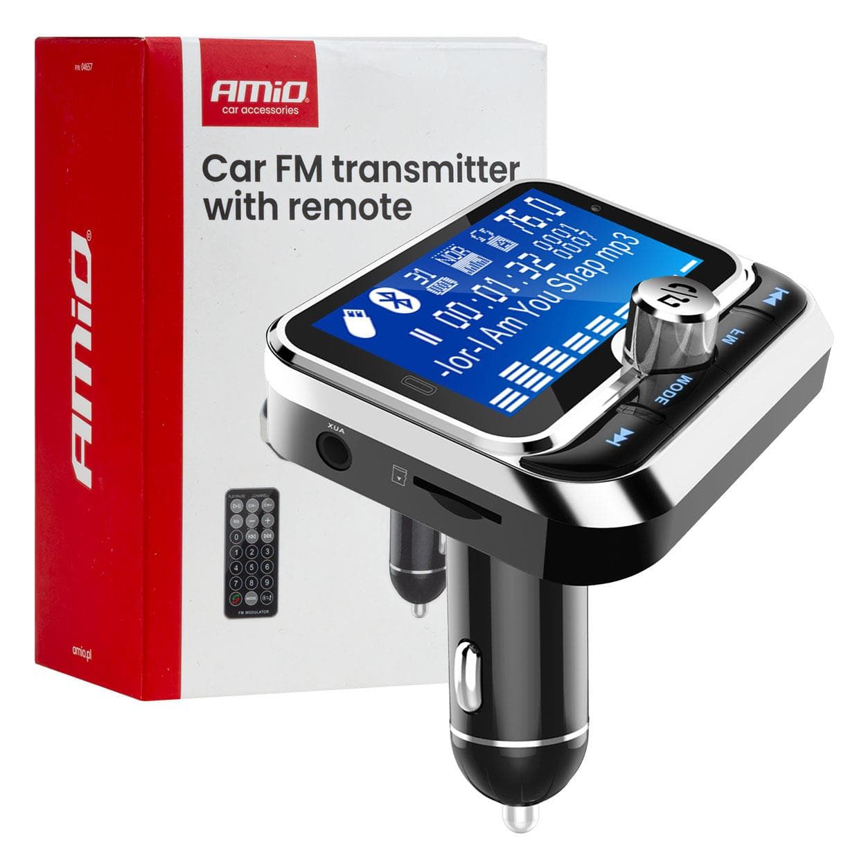 FM transmitter 2×USB-A 12/24V AMiO-04657 1