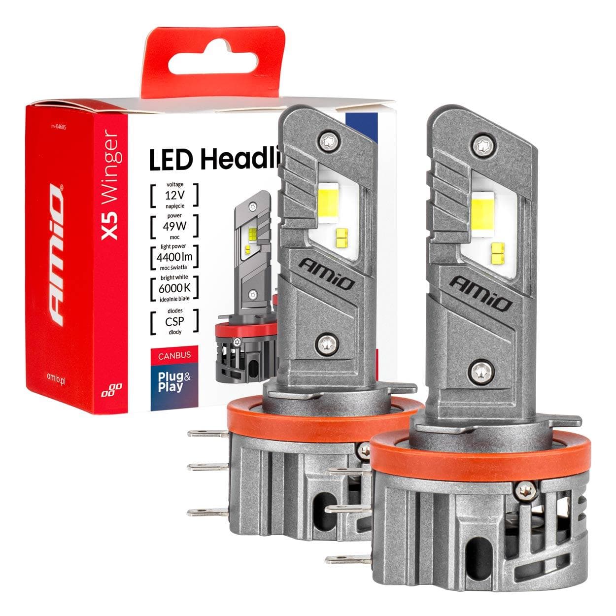 LED žiarovky X5-series WINGER H15 49W 6000K CANBUS AMiO-04685