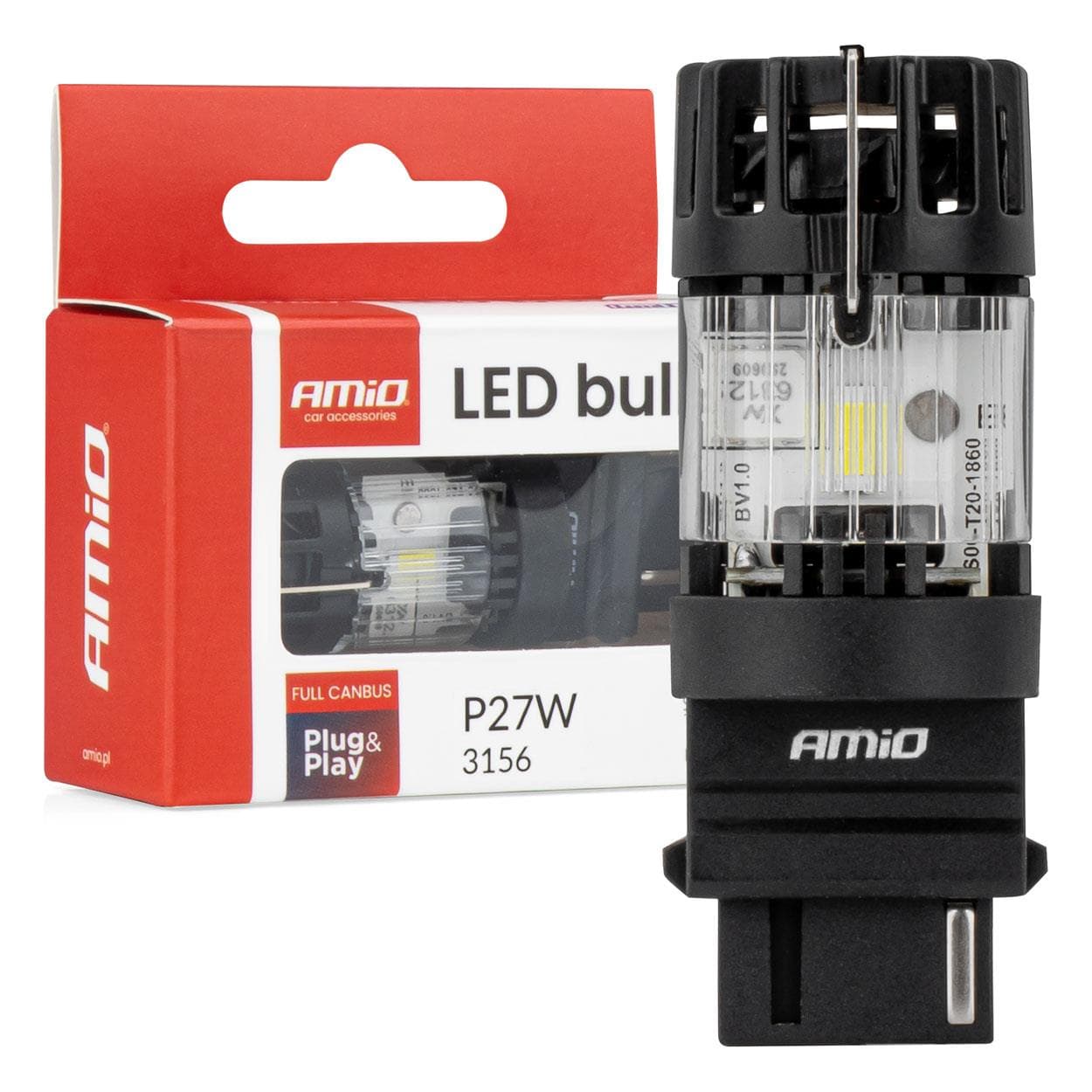 LED žiarovka LumiTec 3156 P27W 12V FULL CANBUS biela 1 ks AMiO-04690