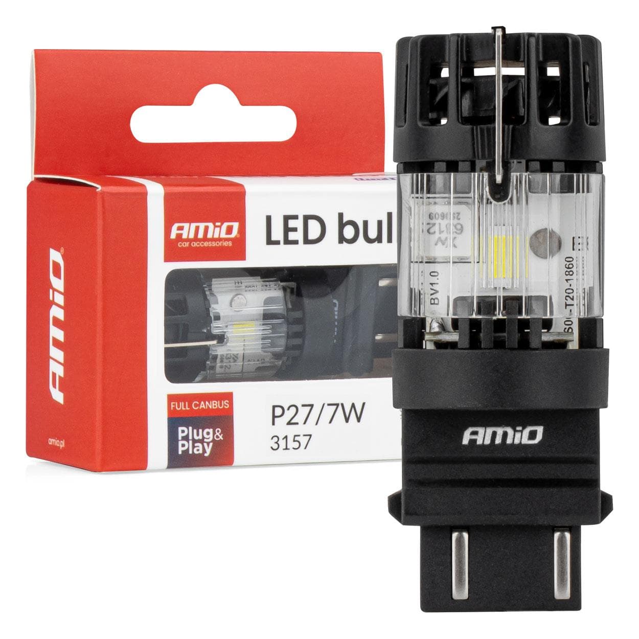 LED žiarovka LumiTec 3157 P27/7W 12V FULL CANBUS biela 1ks AMiO-04691