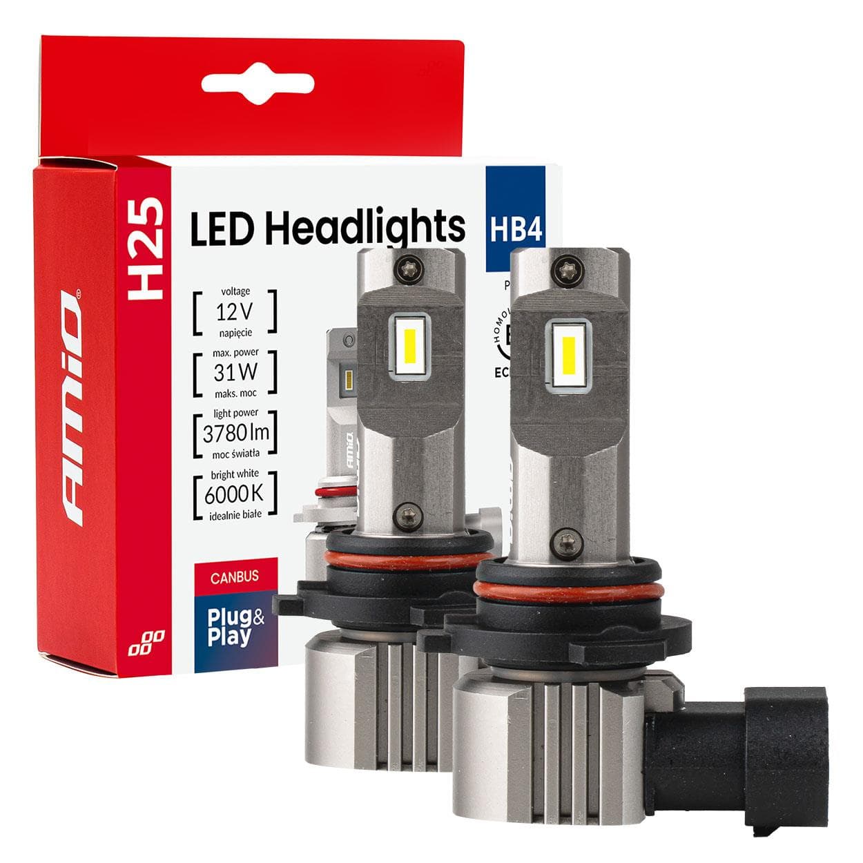 LED žiarovky hlavného svietenia Séria H25 CANBUS HB4 9006 12V 31W AMIO-04715