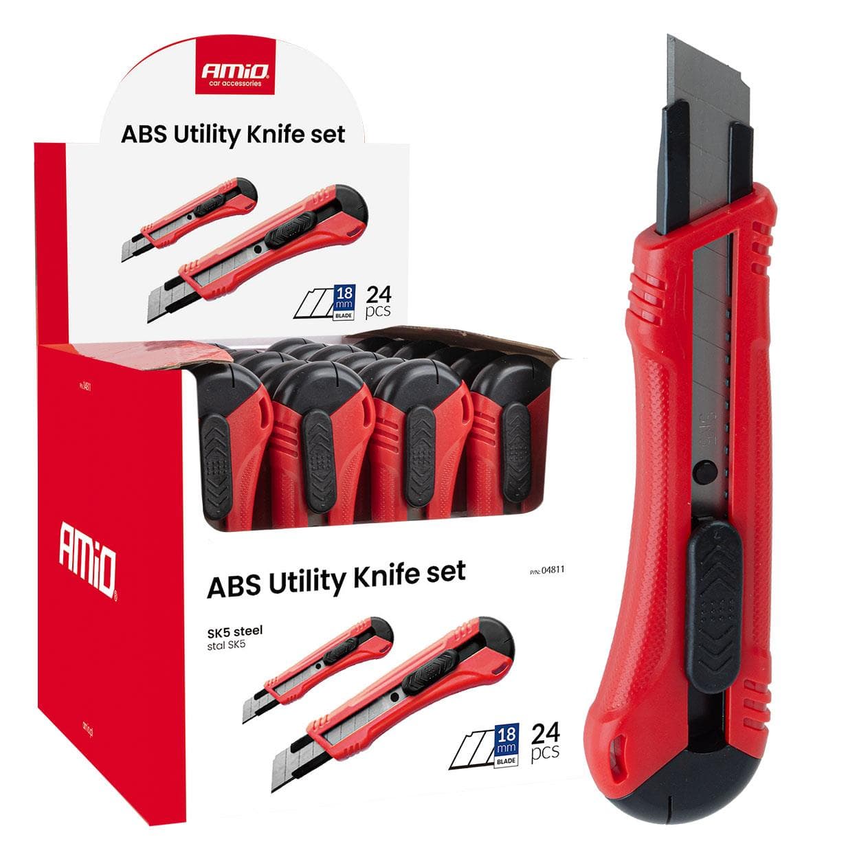 Sada univerzálnych odlamovacích nožov ABS 100x18x0,5 mm 24 ks Box AMiO 04811 1