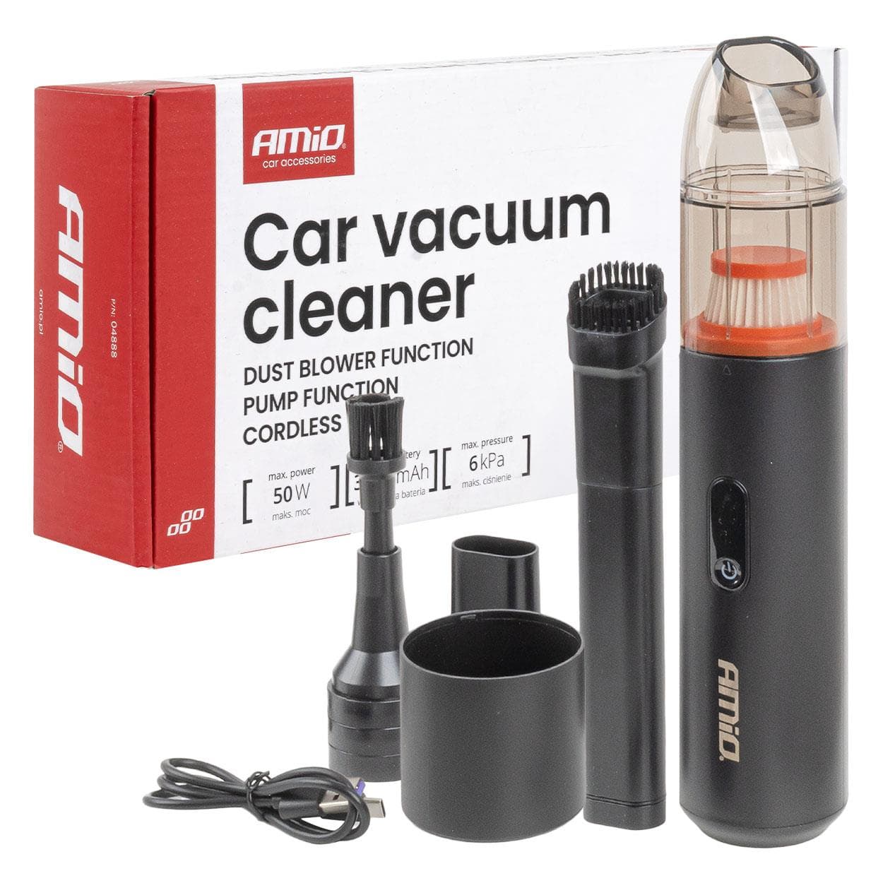 3 v 1 auto vysávač - 6 kPa 50 W 150 ml (BATT) AMIO-04888 1