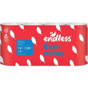 Endless Economy, Toaletný papier 2 vrstvový, 20m/rolka, 8ks v balení