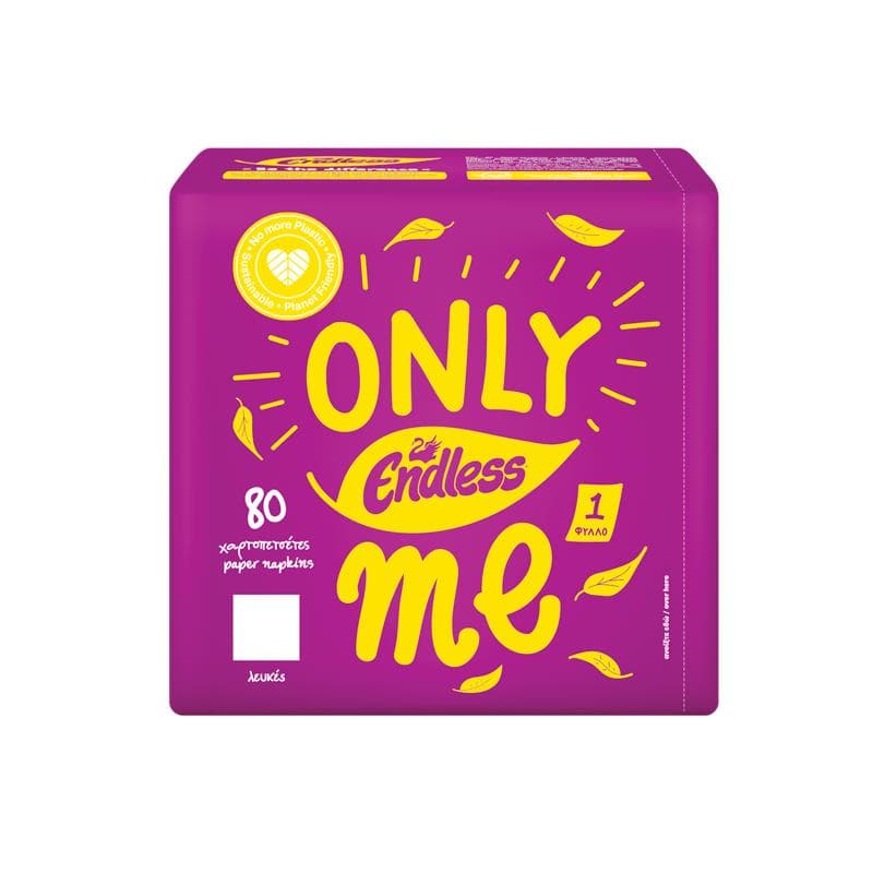 Endless Only Me, 1 vrstvové papierové obrúsky, biele, 80ks v balení