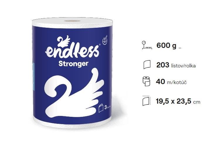Endless Stronger 3 vrstvová papierová utierka návin 40m 203 útržkov 600g 1