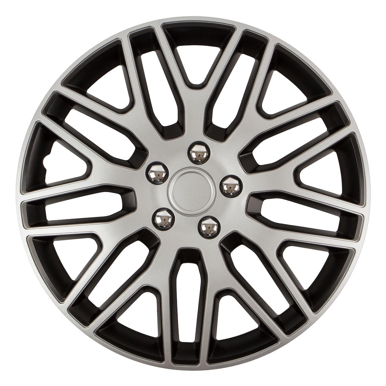 Puklica DAKAR NC 17" SILVER & BLACK (čierno- strieborná) s chrómovými skrutkami - 11282 1