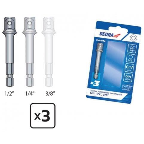 Súprava adaptérov na nástrčky 3ks 1/2", 1/4", 3/8" 1