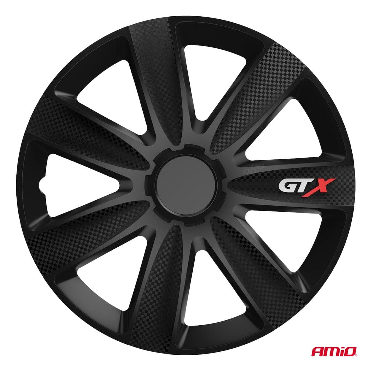 Puklice GTX 16” čierny karbón sada 4ks COLOR BOX